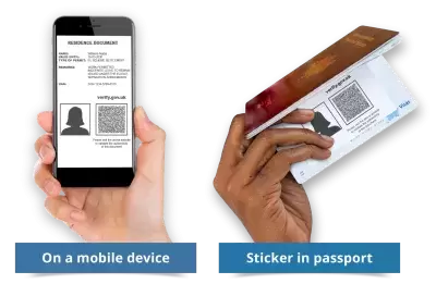 Digital status as mobile app and sticker in passport