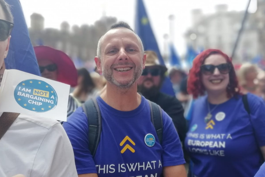 People smiling at a march